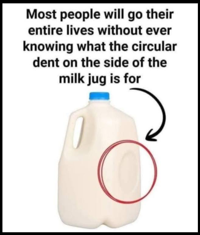 Purpose of the Circular Dent on Milk Jugs