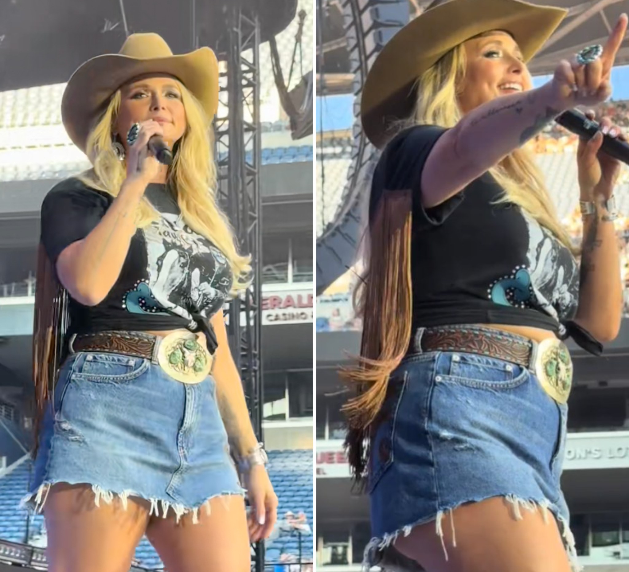 Miranda Lambert exposed far more than she planned when her denim mini betrayed her on stage, and the internet hasn’t let it go since.
